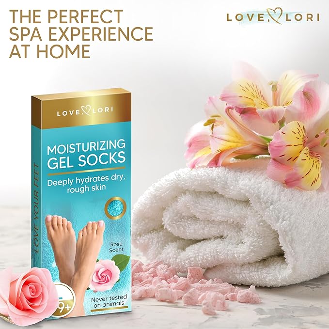 Moisturizing Socks - Premium Gel Silicone Aloe Foot Spa Socks (Sizes 9-10) Infused with Vitamin E & JoJoba Oil - Self Care Gifts for Women
