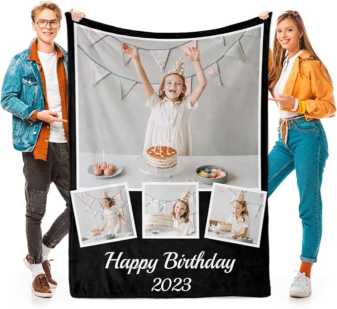 Personalized Photo Blanket Using My Own Photos, Custom Blankets with Photos, Customized Blankets with Pictures, Personalized Birthday Gifts for Women Men Baby Child