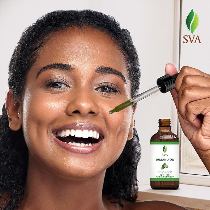 SVA Tamanu Oil - 4 Fl Oz – 100% Natural Cold Pressed Tamanu Oil - for Face, Skin Care, Hair Care, Scalp Massage & Body Massage – Carrier Oil with Dropper