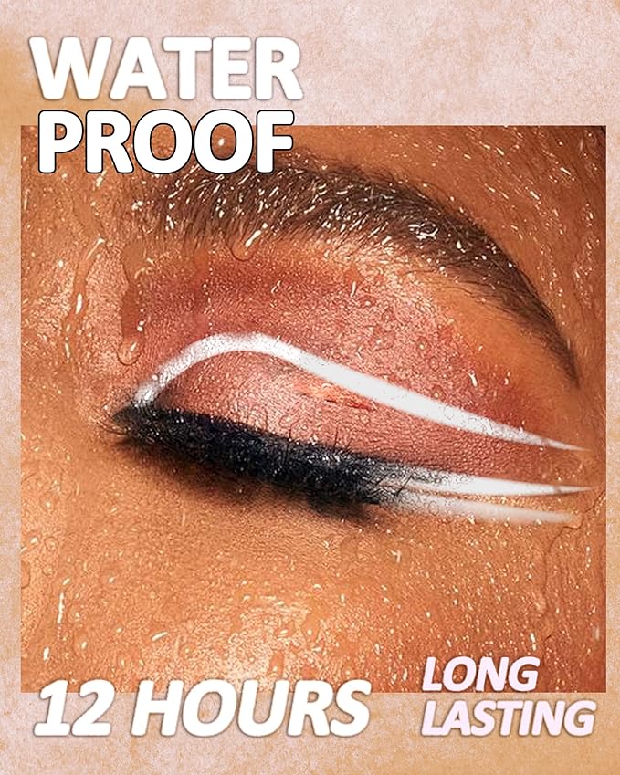 White Mascara and Eyeliner Set, 5D Waterproof Mascara Volume and Length Natural Lengthening Curling, Smudge Proof White Eyeliner Pencil, Natural Eye Makeup Gift Kit for Women in Halloween Set-01