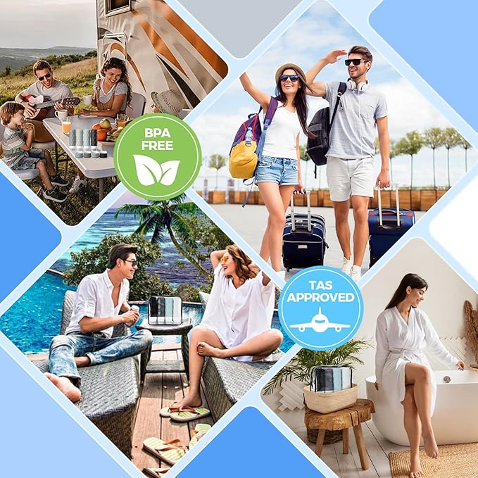 16Pack Travel Bottles for Toiletries, TSA Approved Travel Size Toiletries Containers Set, Silicone Leak Proof Refillable Bottles Elastic Sleeves Creams Jars Accessories Kit W/Clear Bag (Cream)