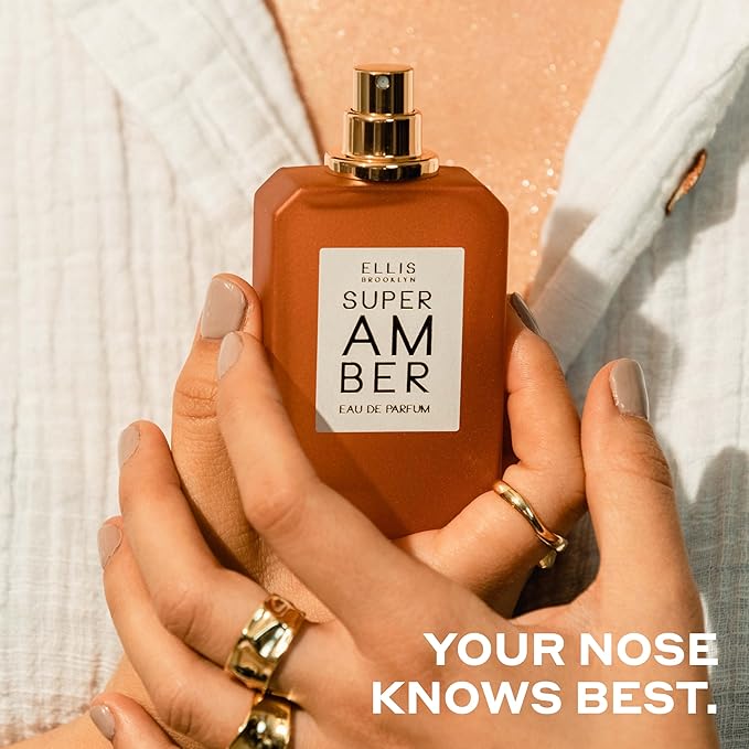Ellis Brooklyn SUPER AMBER Eau de Parfum, Warm Amber Perfume for Women, Gourmand, Vegan & Allergen-Free Fragrance with Vanilla Orchid, Cedarwood & Musk, Made in the USA, 50ml / 1.7oz