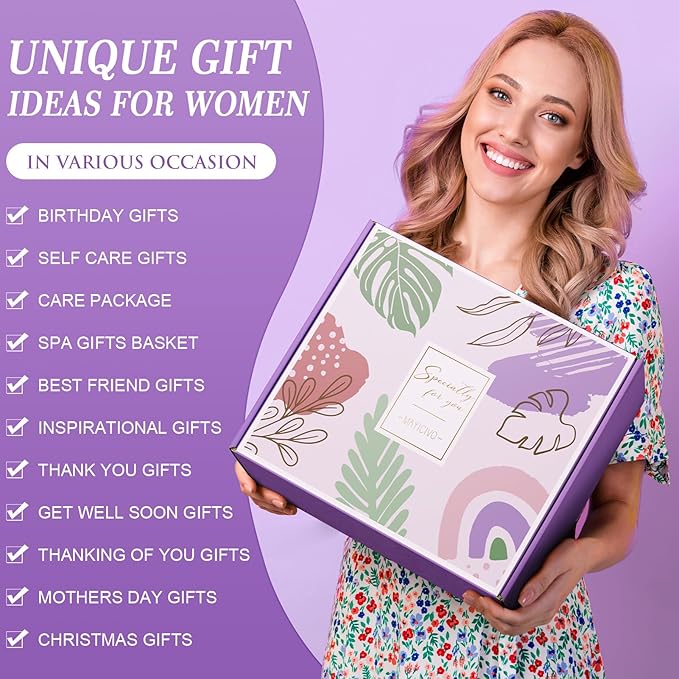 Birthday Gifts for Women Friendship, Self Care Gifts Inspirational Get Well Soon Gifts Basket, Relaxing Spa Gifts Care Package w/Blanket, Cute Mothers Day Gifts for Mom Her Women Friend Sister Wife