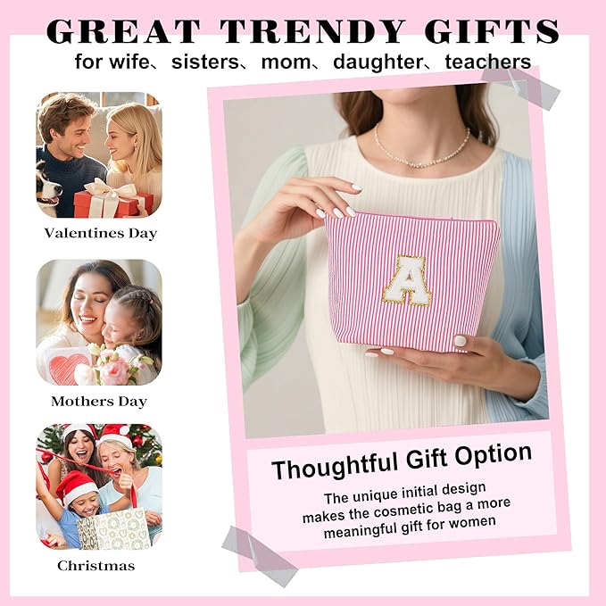 Cute Stuff for Teen Girls Gifts - 2 Piece Set Makeup Bags, Makeup Organizer Pouch for Travel, 6-12 Year Old Girl Birthday Gifts, Travel Essentials for Women, Personalized Birthday Gifts- C