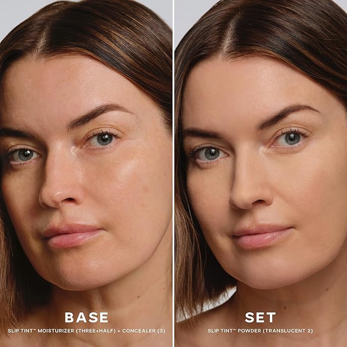 Saie Slip Tint Baked Setting Powder - Translucent Powder for Face Makeup with a Natural-Radiant Finish - Blurs, Brightens & Smooths Complexion - Translucent 2 - Light to Medium (0.24 oz)