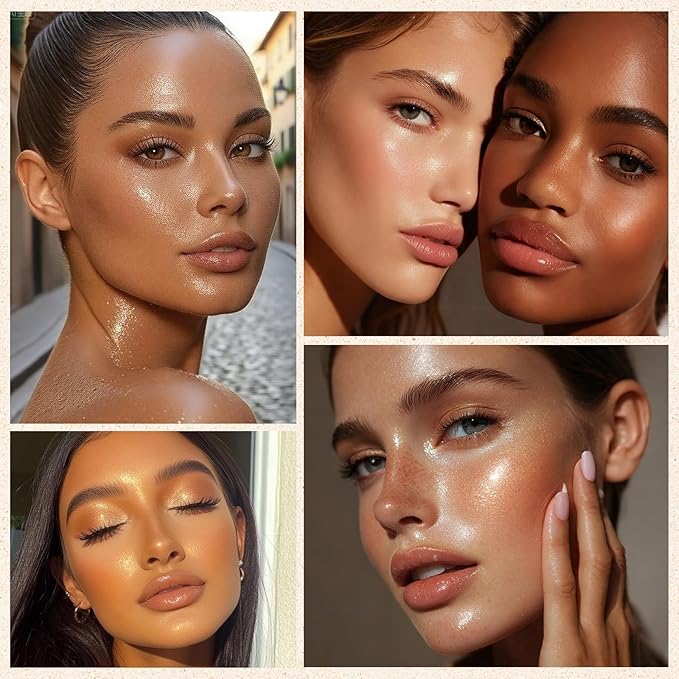 Highlighter Makeup Palette Shimmer Face Body Illuminator Glitter Highlighter Makeup Kit Long Lasting Highly Pigmented Highlighters Makeup Palette #3 Sunflower Gold