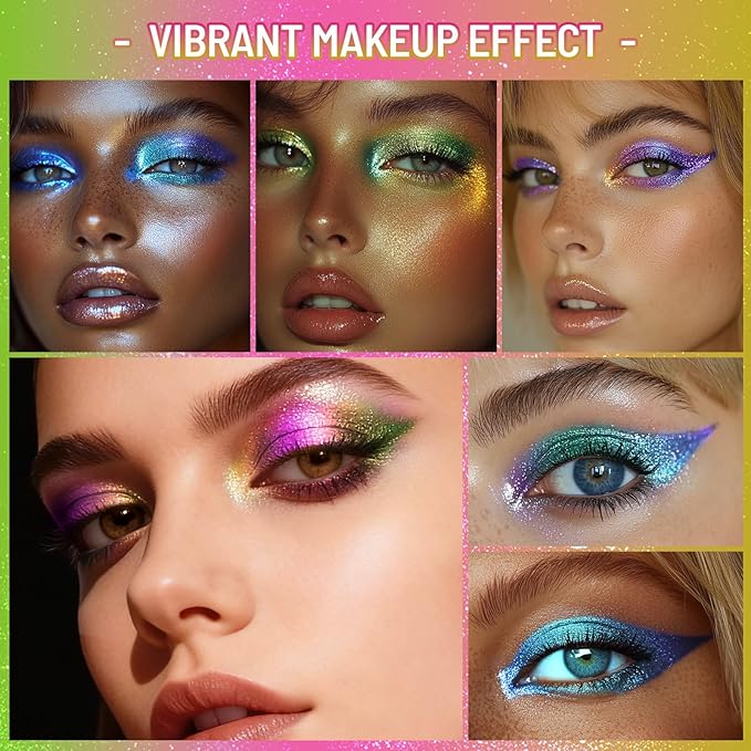 UCANBE Chameleon Eyeshadow & Eyeliner Gel Pencil - Multichrome Shifting Colors Metallic Glitter Eye Makeup,Waterproof Long-Lasting Smudge-Proof Multi-Dimensional Color (Metallic Pink to Golden Olive)