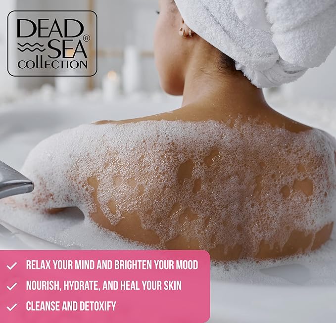 Dead Sea Collection Bubble Bath with Cherry Blossom for Women and Men – Cherry Seeds Oil and Dead Sea Salt - Nourishing and Moisturizing Skin - Pack of 2 (67.6 fl.oz)