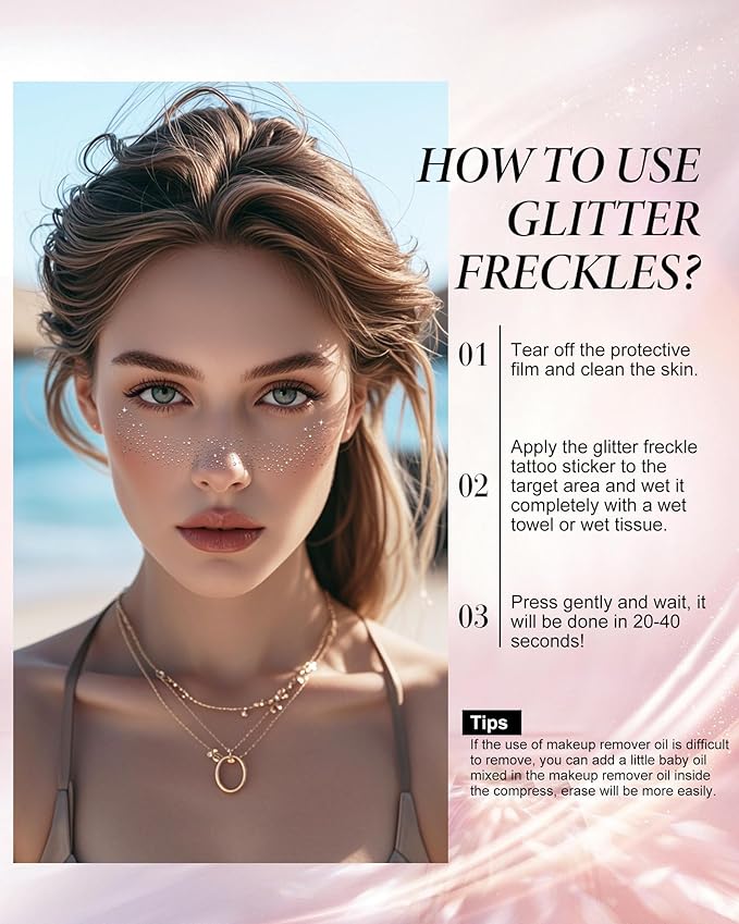 Face Glitter, Body and Face Glitter Makeup Patches for Women Girls, Waterproof Festival Rave Accessories fit Country Concert Outfits (Silver - 10 pcs)