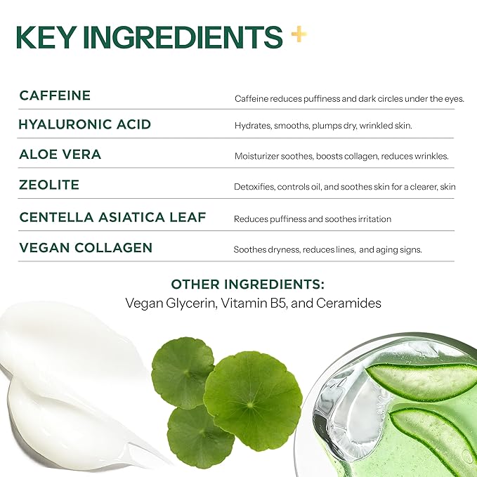 Under Eye Patches For Puffy Eyes and Dark Circles - Caffeine, Collagen & Zeolite - 3-in-1: Detox, Treat, Boost - Dermatologist Tested, Anti-Aging, Anti wrinkle Patches- 20 Pairs