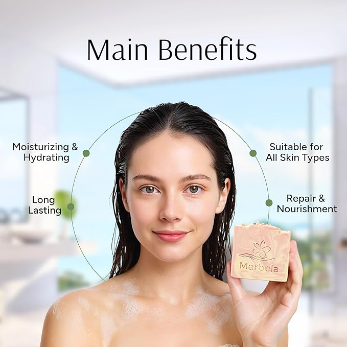 Marbela Cosmetics Himalayan Salt Springs Handmade Soap Bar - Made in USA, Vegan Friendly, Palm Oil Free, Natural Bar Soap - Face & Body Soap for Daily Skin Care, Moisturizing & Nourishing - 3.5 oz