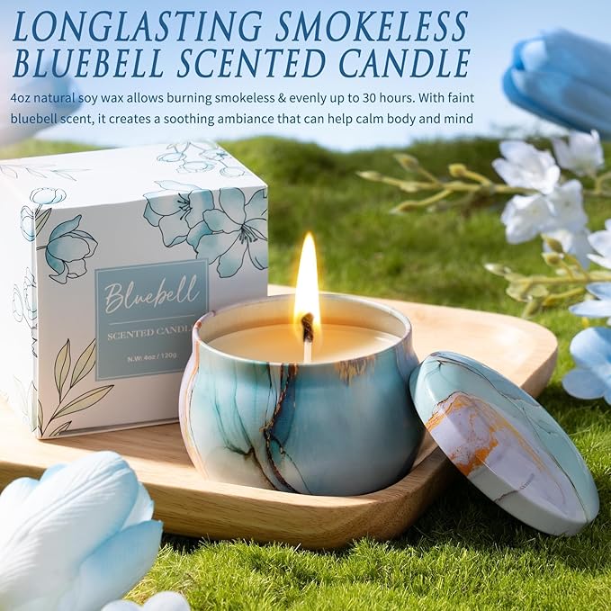 Birthday Gifts for Women Self Care Set Get Well Soon Gift Baskets, Relaxing Bluebell Spa Gift Basket Care Package for Women, Unique Xmas Gifts for Mom Her Girlfriend Sister Friend Wife Grandma