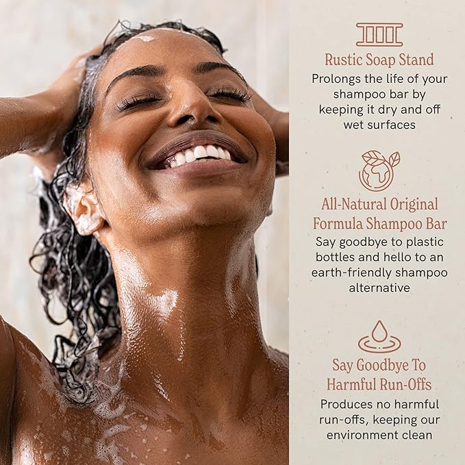 J.R.LIGGETT’S 2-Pc Original Formula Shampoo Bars and 1-Pc Solid Wood Shelf to Prolong the Life of Your Shampoo Bar - Nourishing Formula with Antioxidants and Vitamins - Sulfate-Free