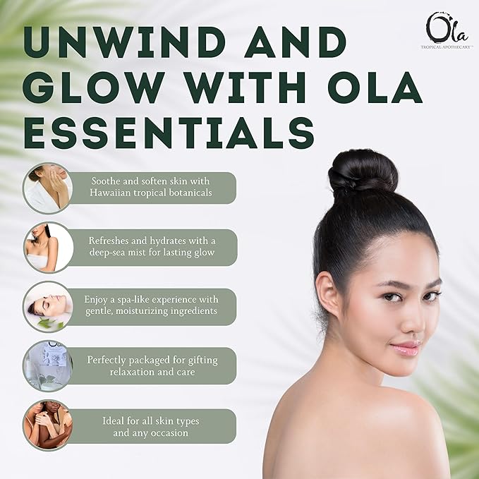 Ola Tropical Apothecary Plumeria Gift Set - Body Butter, Deep Sea Mist, and Bath Ritual