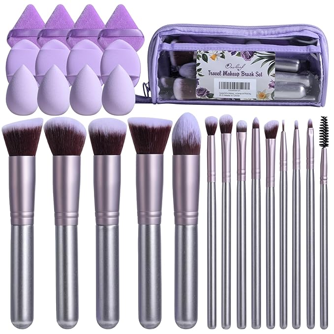 Oneleaf 26 Pcs Makeup Brushes Set – Premium Facial Cleaning & Makeup Brush Set with Foundation, Concealer, Blush, Eyeshadow Brushes plus Sponge and Wash Bag