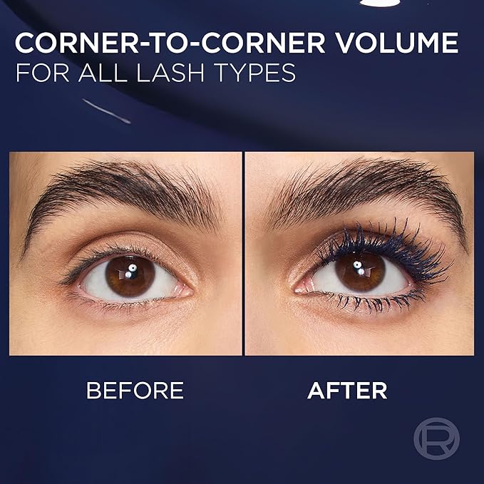 L'Oreal Paris Voluminous Panorama Chromatic Mascara, Volumizing and Lengthening Blue Mascara, Longwear, Smudge-Resistant and Washable, 706 Blue Suede