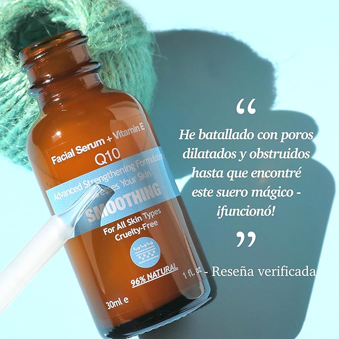 96% NATURAL Coenzyme Q10 Facial Serum for Anti Aging Moistrize Reduce Fine Lines Smooth Wrinkles with CoQ10 Ceramides Fruit Extract 30ml 1fl oz Non-Greasy and Fast Absorbing PURIFECT MADE IN USA