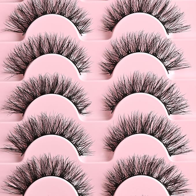 FARRED Natural Lashes Cat Eye False Eyelashes Wispy Fake Lash Strips 7 Pair Short Fluffy Strip Eyelash Wispies Mink Small Lashes Natural Look Full Pestañas Sets for MUA and Beginners Daily Makeup
