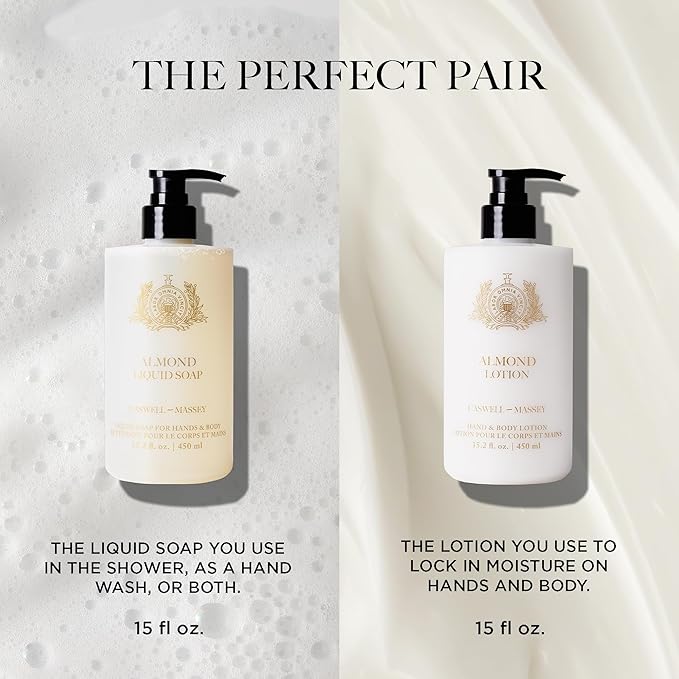 Caswell-Massey Sandalwood Hand and Body Lotion for Dry Skin, Daily Moisturizing Lotion with Almond Oil, Shea Butter & Vitamin E, Fast-Absorbing Non-Greasy Hydrating Moisturizer, Pump Bottle 15.2 fl oz