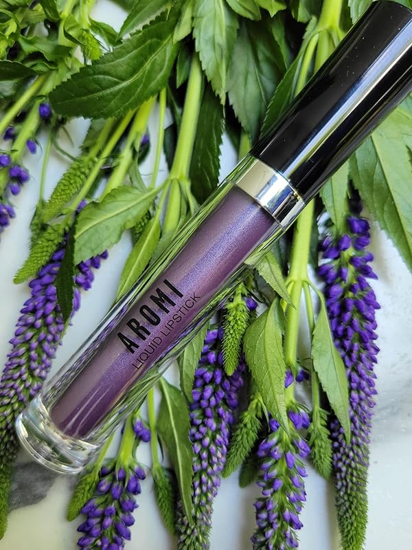 Aromi Plum Metallic Liquid Lipstick | Dark Plum Lip Color with a Shimmery Finish, Vegan, Cruelty-free, Long-Lasting, Smudge Proof, Handmade (Silver Plum)