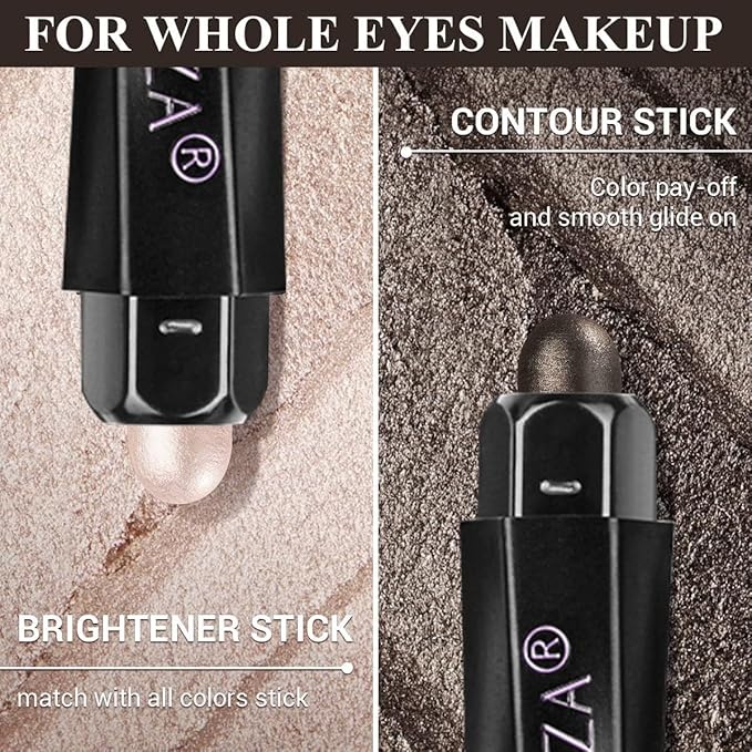6PCS Eyeshadow Stick Makeup Sets, Smoky Brown Cream Eyeshadow Pen,Metallic And Matte Shimmer Eye Shadow Eye Brightener Stick Pencil Crayon, B02-Fall Brown