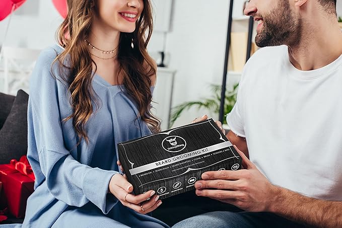 Striking Viking Grooming Kit - Premium Care Products for Men with Beard Shampoo, Oil, Balm Butter, Brush, Wooden Comb, Mustache Scissors & Toiletry Bag