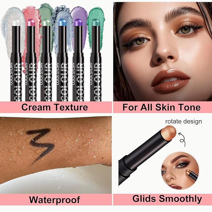 Bronze Eyeshadow Stick, Cream Eyeshadow Stick Pencil, High Pigment Waterproof Long Lasting Eye Shadow Pen, Women Multi-Dimensional Eye Highlighter Stick (09#)