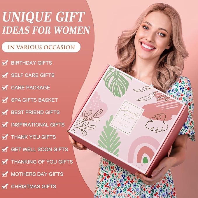 Birthday Gifts for Women Friendship, Self Care Gifts Inspirational Get Well Soon Gifts Basket, Relaxing Spa Gifts Care Package w/Blanket, Cute Mothers Day Gifts for Mom Her Women Friend Sister Wife