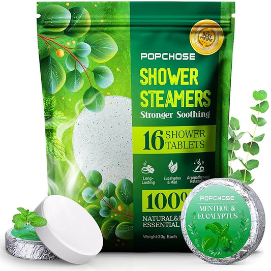 Shower Steamers Aromatherapy POPCHOSE 16 Pack Eucalyptus for Shower, Home SPA & Self Care Relaxation Shower Bombs, Birthday Gifts Stocking Stuffers for Adults Her Mom, Quick Relief Nasal Congestion