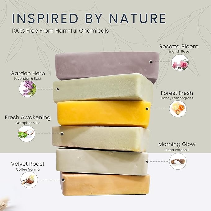 6 Pcs Men Natural Handmade Body Soaps 5 OZ Pack Set Rugged Essence Long lasting Fragrance Luxurious Scents with Natural Ingredients – Sulfate & Paraben Free, Vegan Soap