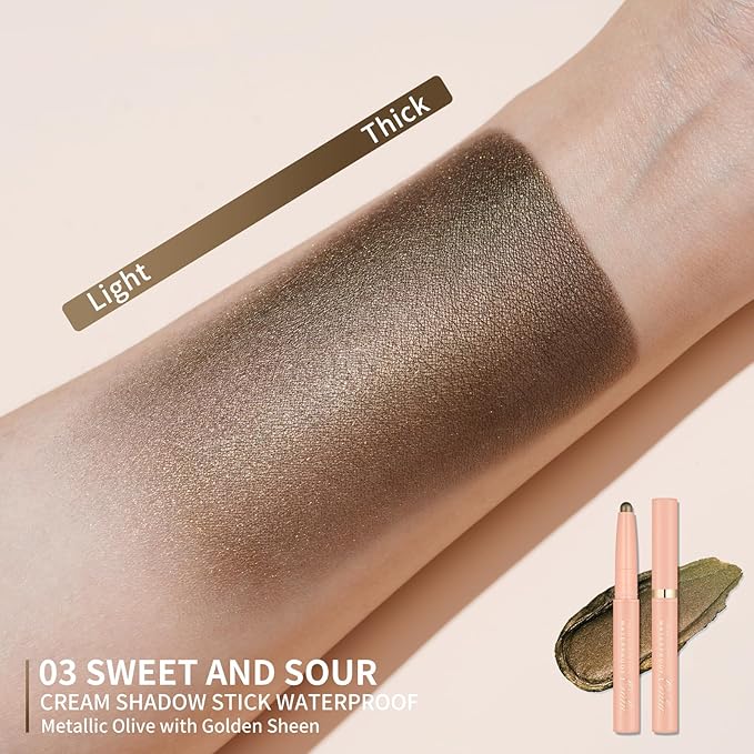 Oulac Twist-Up Eyeshadow Pencil – Waterproof Creamy Stick Blendable Texture, Vegan & Cruelty-Free Eye Makeup, 1.25g, 03 Sweet and Sour
