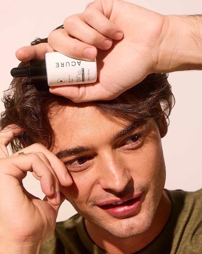 Acure Sun Serum Drops SPF 30 - Hydrating Sunscreen Serum with Broad-Spectrum Protection, Skincare for Beauty Glow, Light & Sheer UV Shield, Use with Makeup, Travel Size, Sulfate Free, Vegan - 1 fl oz