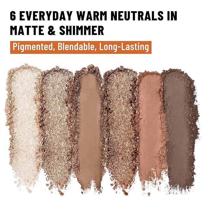 6 Colors Mini Eyeshadow Makeup Palette Caramel & Bronzed Neutral Tone Eye Shadow Matte & Shimmer Nude Make Up Pallet with Mirror Blendable Highly Pigmented Travel Size Gift Kit 05