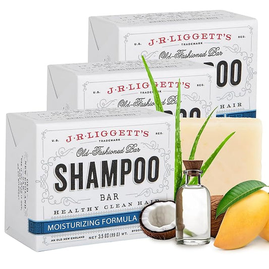 J·R·LIGGETT'S All-Natural Shampoo Bar, Moisturizing Formula -Supports Strong and Healthy Hair -Nourish Follicles with Antioxidants and Vitamins -Detergent and Sulfate-Free, Set of Three,3.5 Ounce Bar