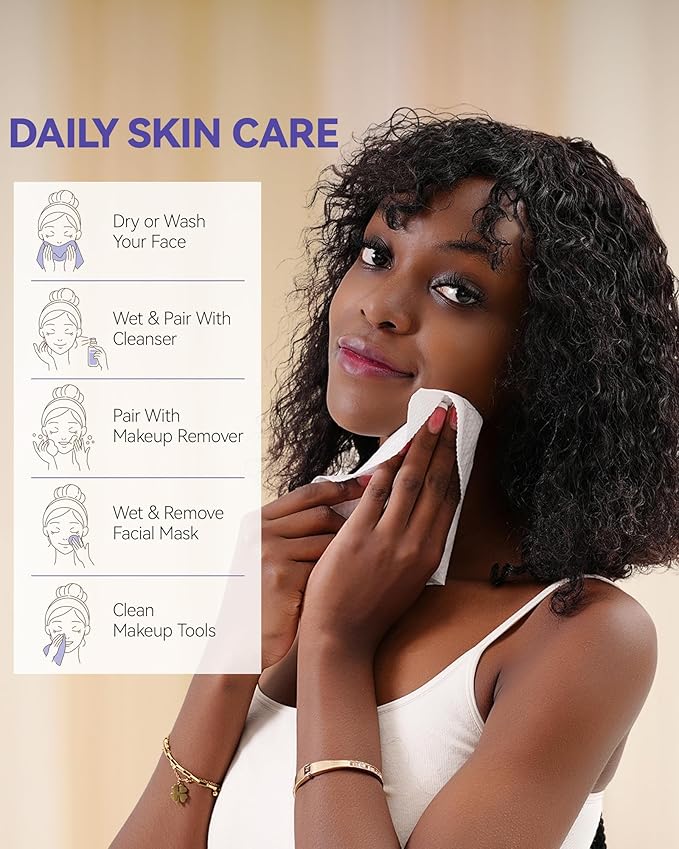 Face Towels Disposable, Face Towelette Disposable, Soft Disposable Face Towel for Makeup Remover, Thick Face Cloths for Women Cleansing, Skin Care, 7.8"×7.8", 80 Count (1 Pack)