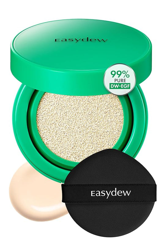 Easydew Mela B Toning Ampoule Cushion - 3-in-1 Age-Defying Sun Shield Full Coverage Cushion Foundation with Niacinamide & Hyaluron-Vital C - Face Makeup Korean Skin Care 0.45 oz (#13 Porcelain)