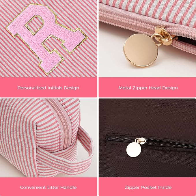 Personalized Anniversary Wife's Birthday Gifts,Mothers Day Gifts for Women,Wife Gifts from Husband,Cool Birthday Gifts for Wife,Makeup Bag Set Cosmetic Bag for Teen Girls - Peach,R