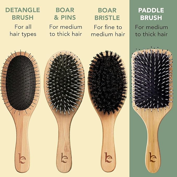 Beauty by Earth Boar Bristle Brush - Premium Paddle Brush for Fine, Thick, and Thinning Hair for Men and Women