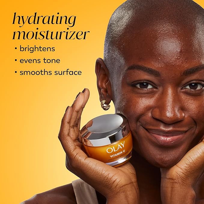 Olay Vitamin C Face Moisturizer, Brightening Cream for Women, Trial Size, Evens Tone, Dark Spot & Hyperpigmentation Reduction, Glowing Skin Care - Niaciniamide, Lactic Acid, 0.5 Oz