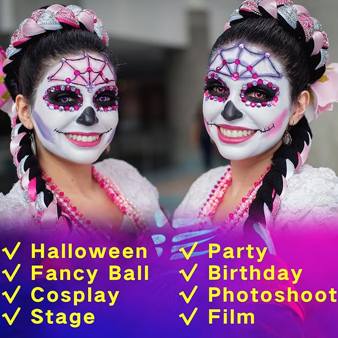 MEICOLY Black White Face Body Paint with Sponges,Water Based Face Paint for Adults Kid,White Face Paint,Face Painting for Clown Makeup,Halloween SFX Skull Zombie Skeleton Mime Goth Makeup Corpse Paint