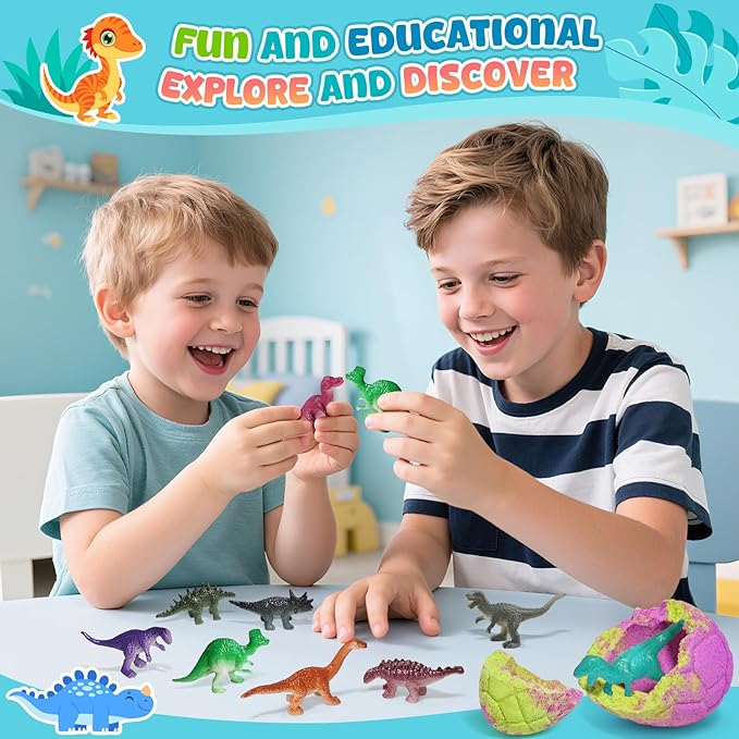 Dinosaur Bath Bombs for Kids with Surprise Inside, Christmas Stocking Stuffers for Kids, 9 Pack Bath Bombs Gift Set, Natural Organic Kid Bubble Bath Fizzy for Girls Boys with Bath Toys Inside