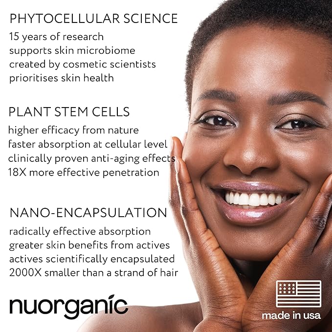 nuorganic Hyaluronic Acid + B5 + Plant Stem Cells: Skin Feels Hydrated, Plumper, Dewy and Rejuvenated - PhytoCellular Science + Multi Molecular + 100 Hour Hydration + Better Skin in 7 Days