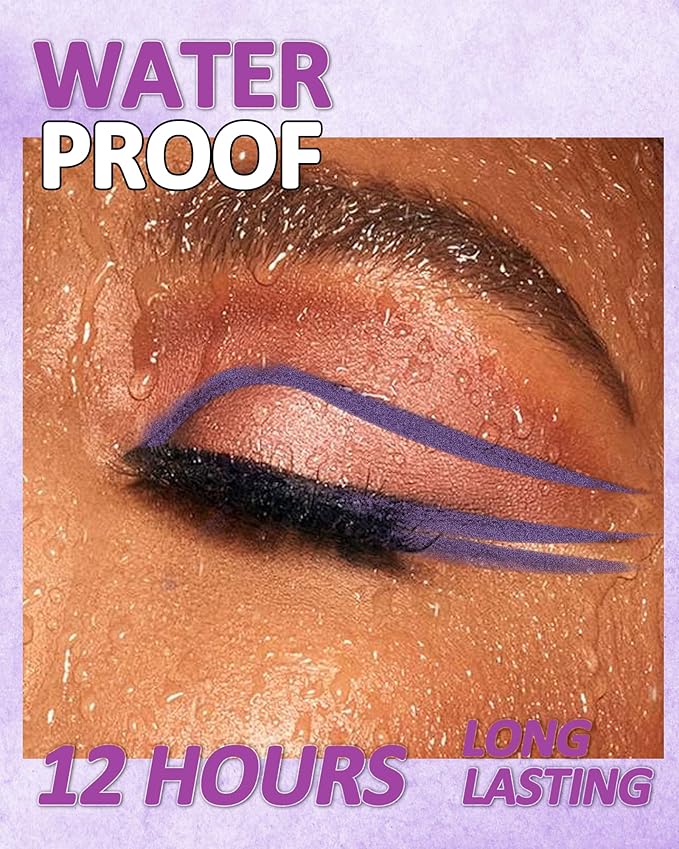 Purple Mascara and Plum Eyeliner Set,5D Waterproof Mascara Volume and Length Natural Lengthening Curling, Smudge Proof Purple Eyeliner Pencil, Natural Eye Makeup Gift Kit for Women in Halloween Set-03