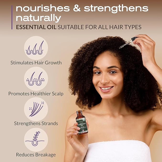 Ella & Eden Organic Rosemary Oil for Hair - 100% Pure, Steam-Distilled, Hexane-Free | Essential Oil for Skin Aromatherapy | Glass Bottle - 4 Oz