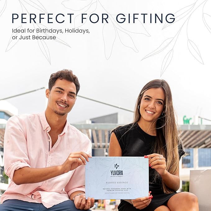 8 Pcs Men Natural Handmade Body Soaps 5 OZ Pack Set Rugged Essence Long lasting Fragrance Luxurious Scents with Natural Ingredients – Sulfate & Paraben Free, Vegan Soaps