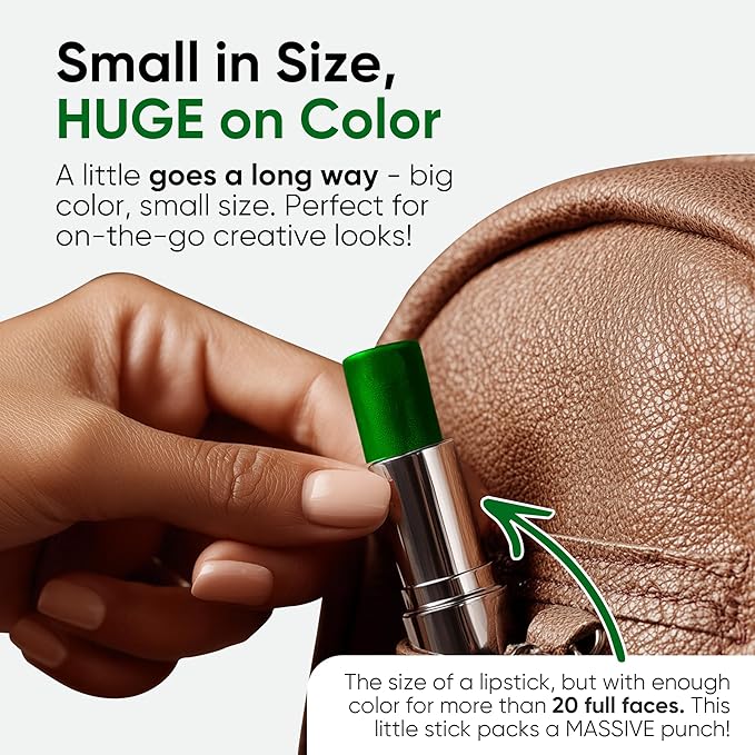 Blue Squid PRO Forest Green Face Paint Stick - Waterproof Body Paint for Adults & Kids Eye Black Baseball, Eyeblack Softball - Hypoallergenic Twist-Up Non-Toxic Makeup Stick for Cosplay, Sports, SFX