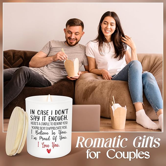 TEEZWONDER Christmas Couple Gifts for Her Wife Women Girlfriend - Vanilla Lavender Candle 10 oz - Engagement Gifts for Her, Romantic Candles for Anniversary Wedding Gift, Husband Birthday Gift for Him