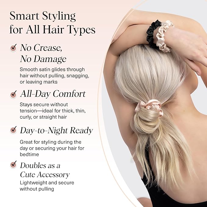 Kitsch Satin Scrunchies for Women - Softer Than Silk Scrunchies | Hair Ties No Damage for Frizz-Free Sleep | Perfect for Day or Night Hair Accessories | Ideal Gifts for Women - Assorted, 5pcs