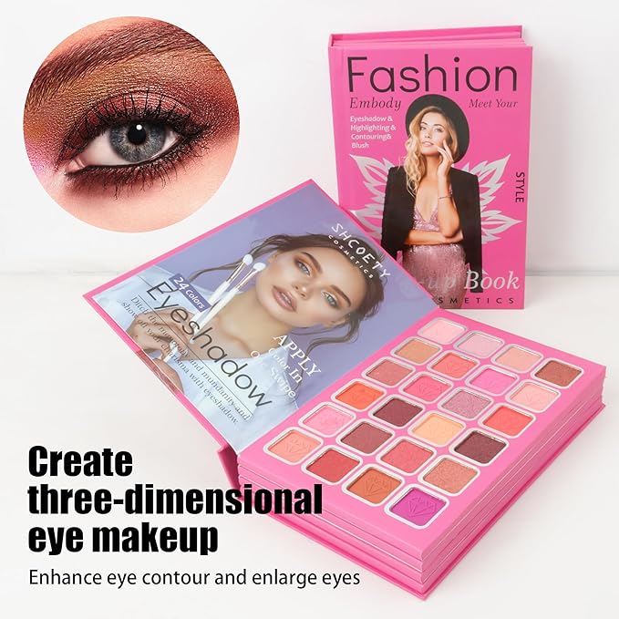 4-Layer Multi - Functional Beauty Book Kit- Style Makeup Palette Ingeniously Combines Eyeshadows, Blushes, Highlighters, Contour Powders In One,Best Choice for A Gift for Women (SH2512B)