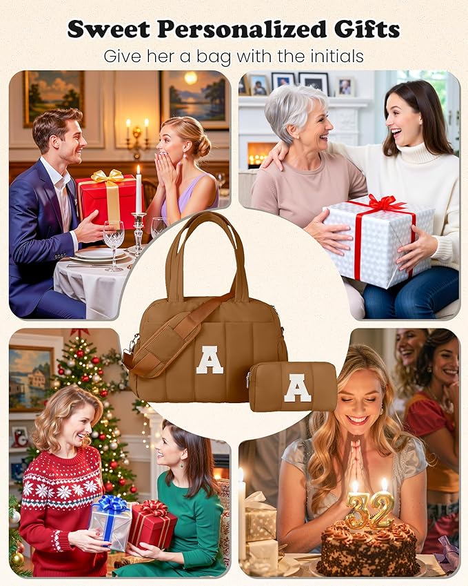 Travel Essentials-College Girl Gift-Duffle Bag with Letter, Carry On Bags for Women，Overnight Bag with Wet Pocket，Lightweight Travel Bags Personalized Gym Tote with Makeup Pouch